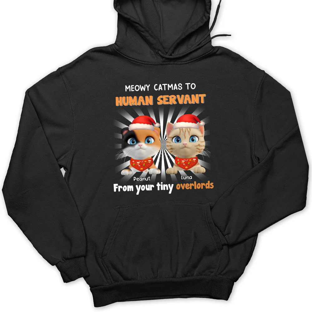 Cat Overlord And Human Servant Christmas - Personalized Custom Hoodie