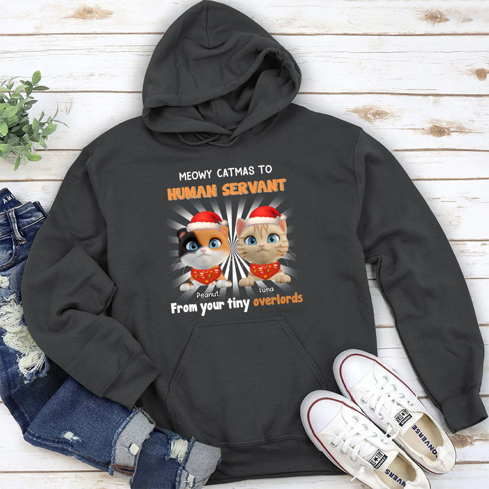 Cat Overlord And Human Servant Christmas - Personalized Custom Hoodie - Image 5