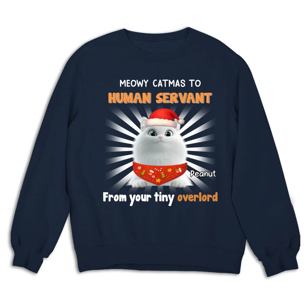 Cat Overlord And Human Servant Christmas - Personalized Custom Sweatshirt - Image 6
