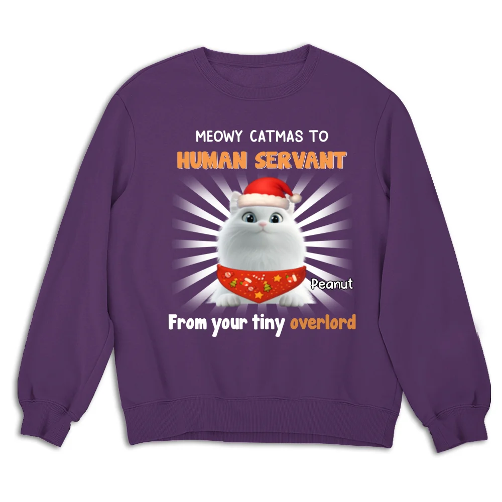 Cat Overlord And Human Servant Christmas - Personalized Custom Sweatshirt - Image 7