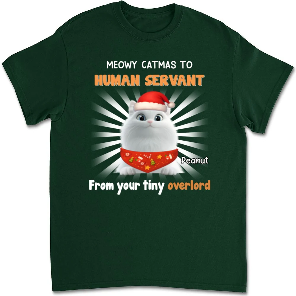 Cat Overlord And Human Servant Christmas - Personalized Custom Unisex T-Shirt - Image 8