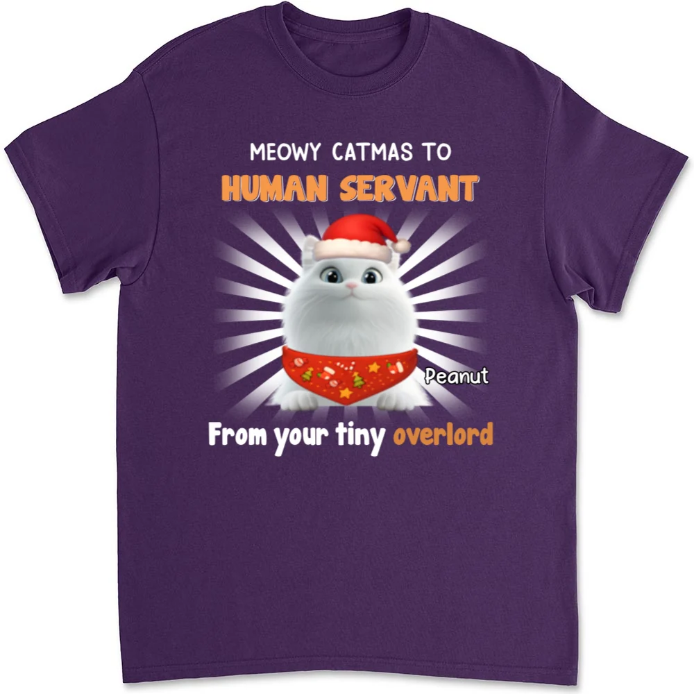 Cat Overlord And Human Servant Christmas - Personalized Custom Unisex T-Shirt - Image 9