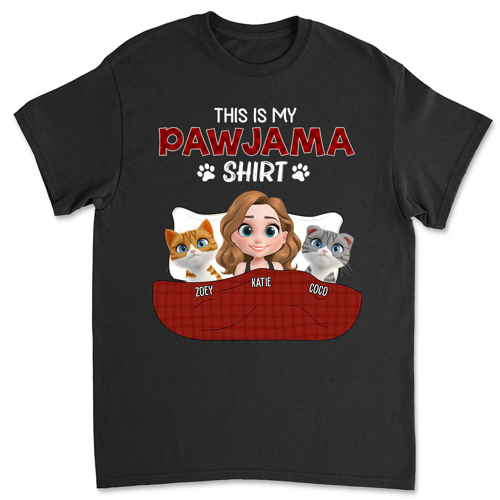 Cat Pawjama Shirt Dark Version - Personalized Custom Unisex T-shirt
