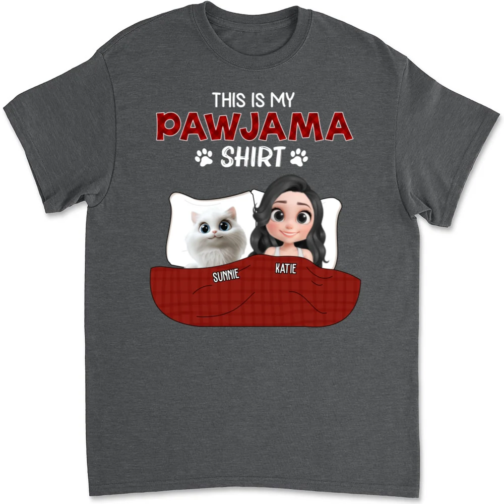 Cat Pawjama Shirt Dark Version - Personalized Custom Unisex T-shirt - Image 10