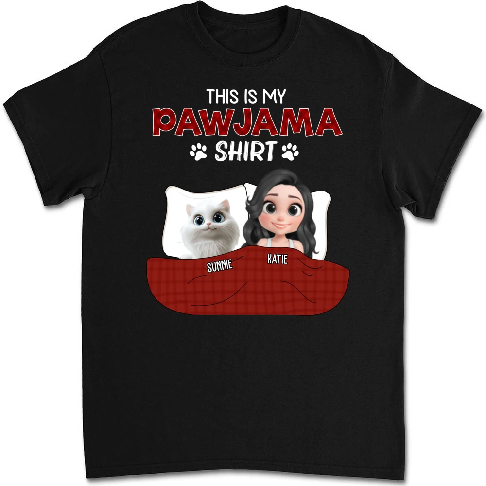 Cat Pawjama Shirt Dark Version - Personalized Custom Unisex T-shirt - Image 6