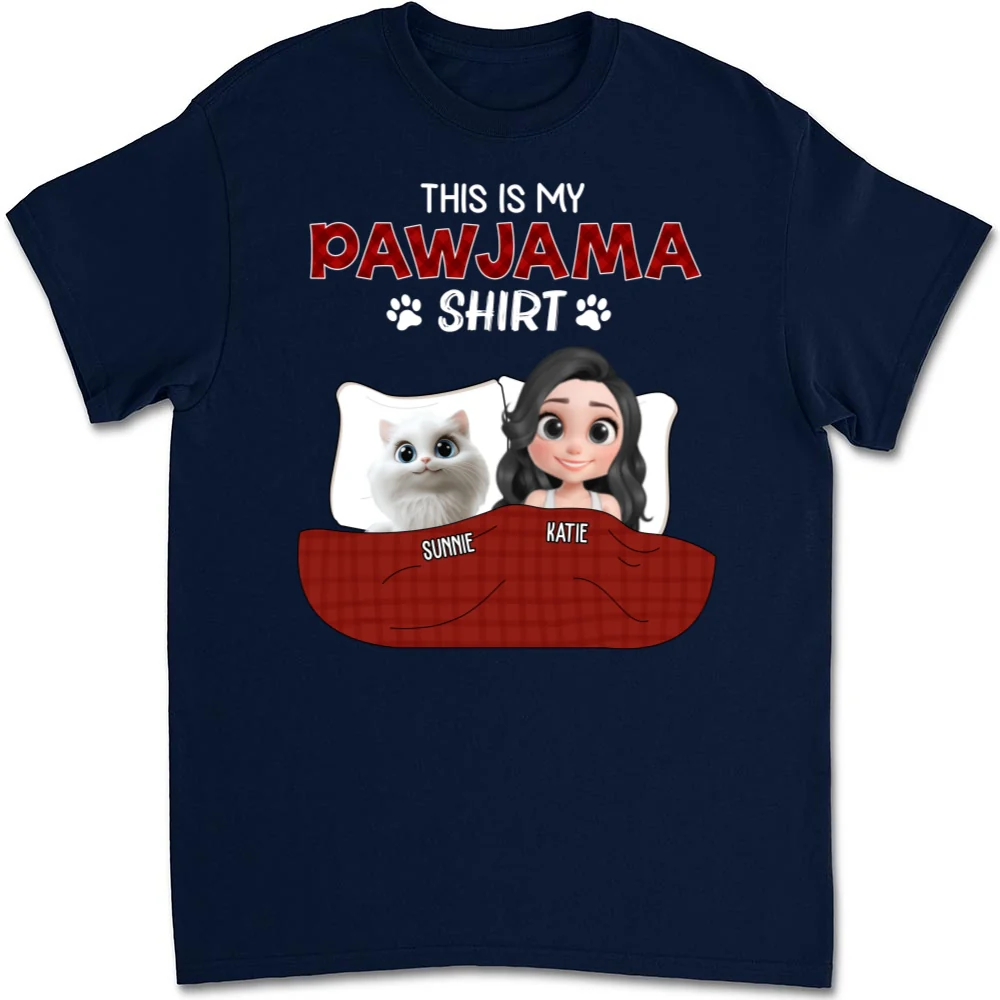 Cat Pawjama Shirt Dark Version - Personalized Custom Unisex T-shirt - Image 7