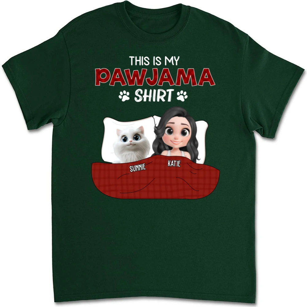 Cat Pawjama Shirt Dark Version - Personalized Custom Unisex T-shirt - Image 8