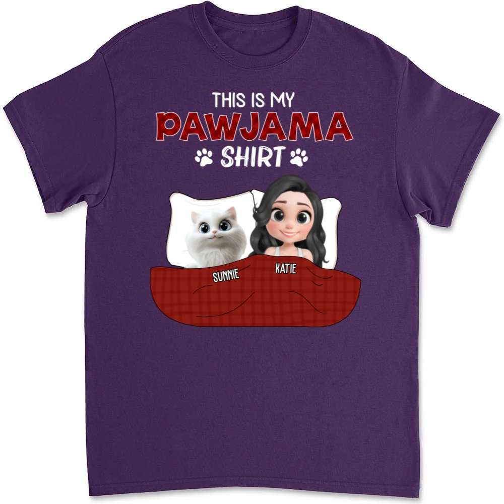 Cat Pawjama Shirt Dark Version - Personalized Custom Unisex T-shirt - Image 9