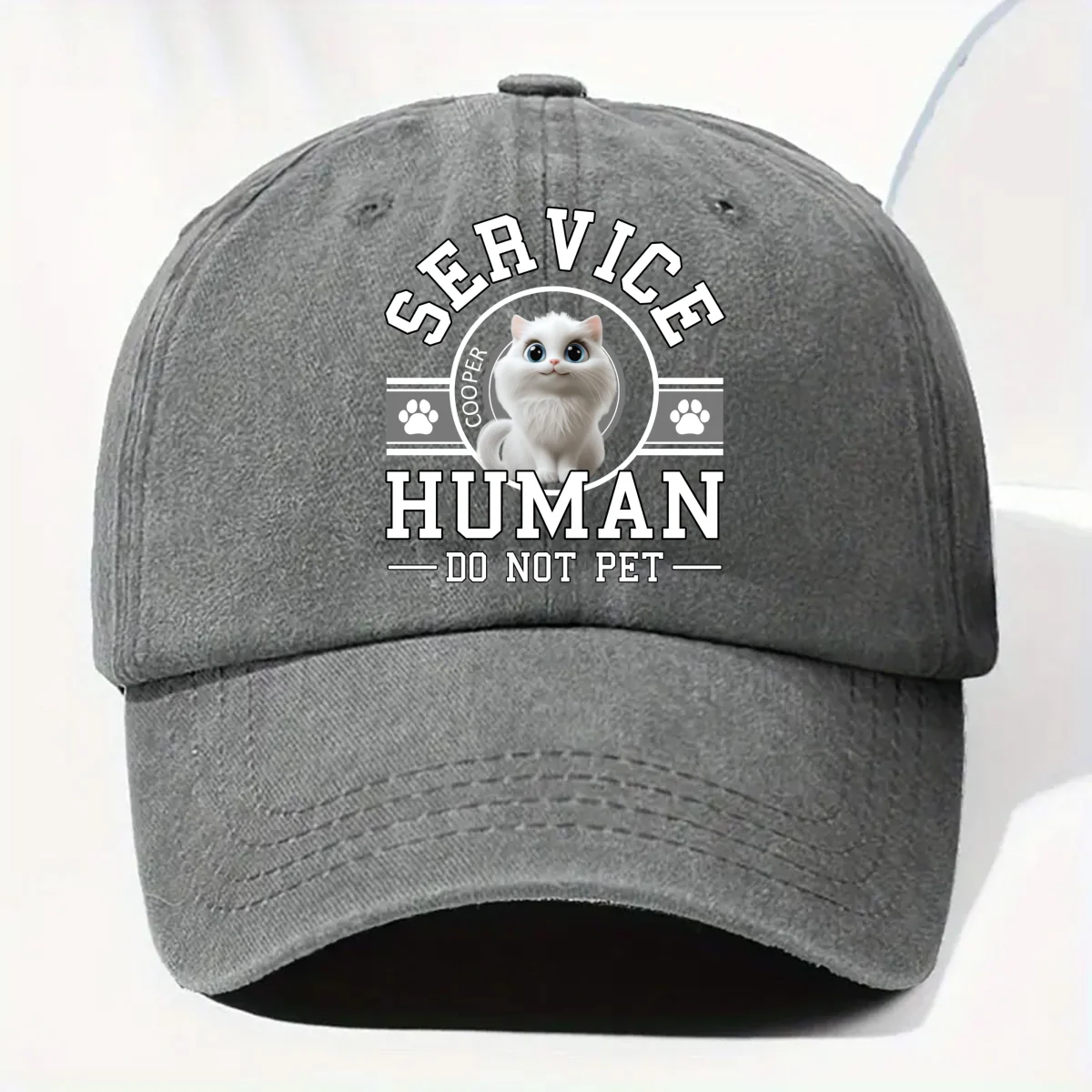 Cat Service Human Cartoon - Personalized Custom Vintage Washed Denim Cap - Image 7