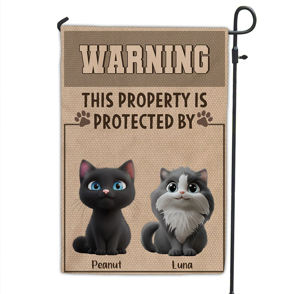 Cat Warning You - Personalized Custom Flag