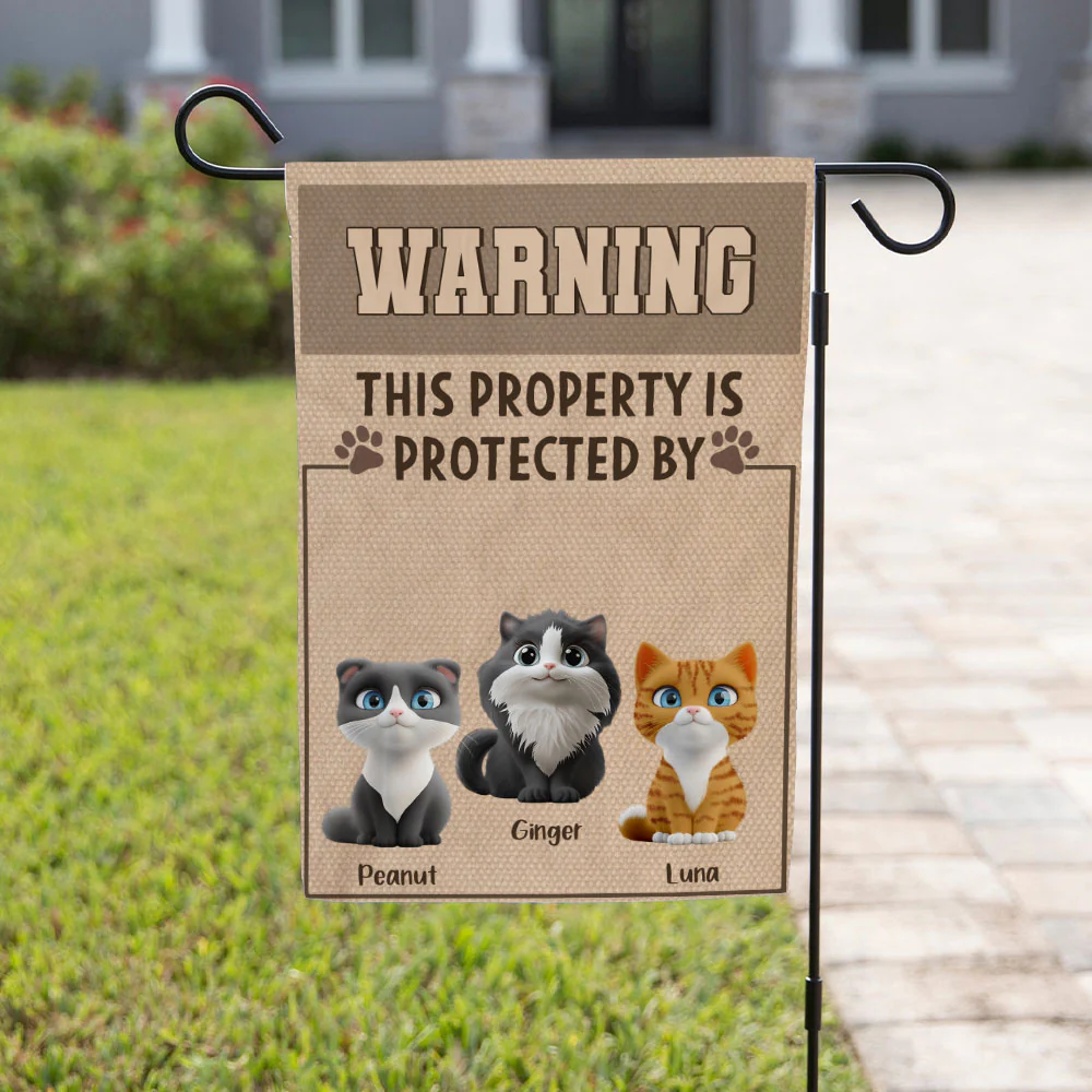 Cat Warning You - Personalized Custom Flag - Image 2