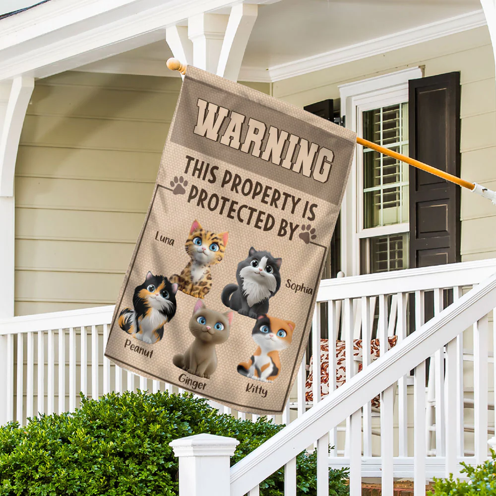 Cat Warning You - Personalized Custom Flag - Image 3