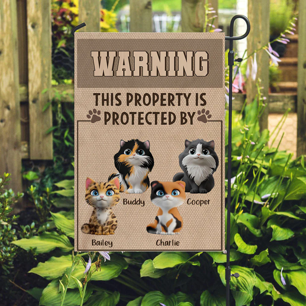 Cat Warning You - Personalized Custom Flag - Image 4