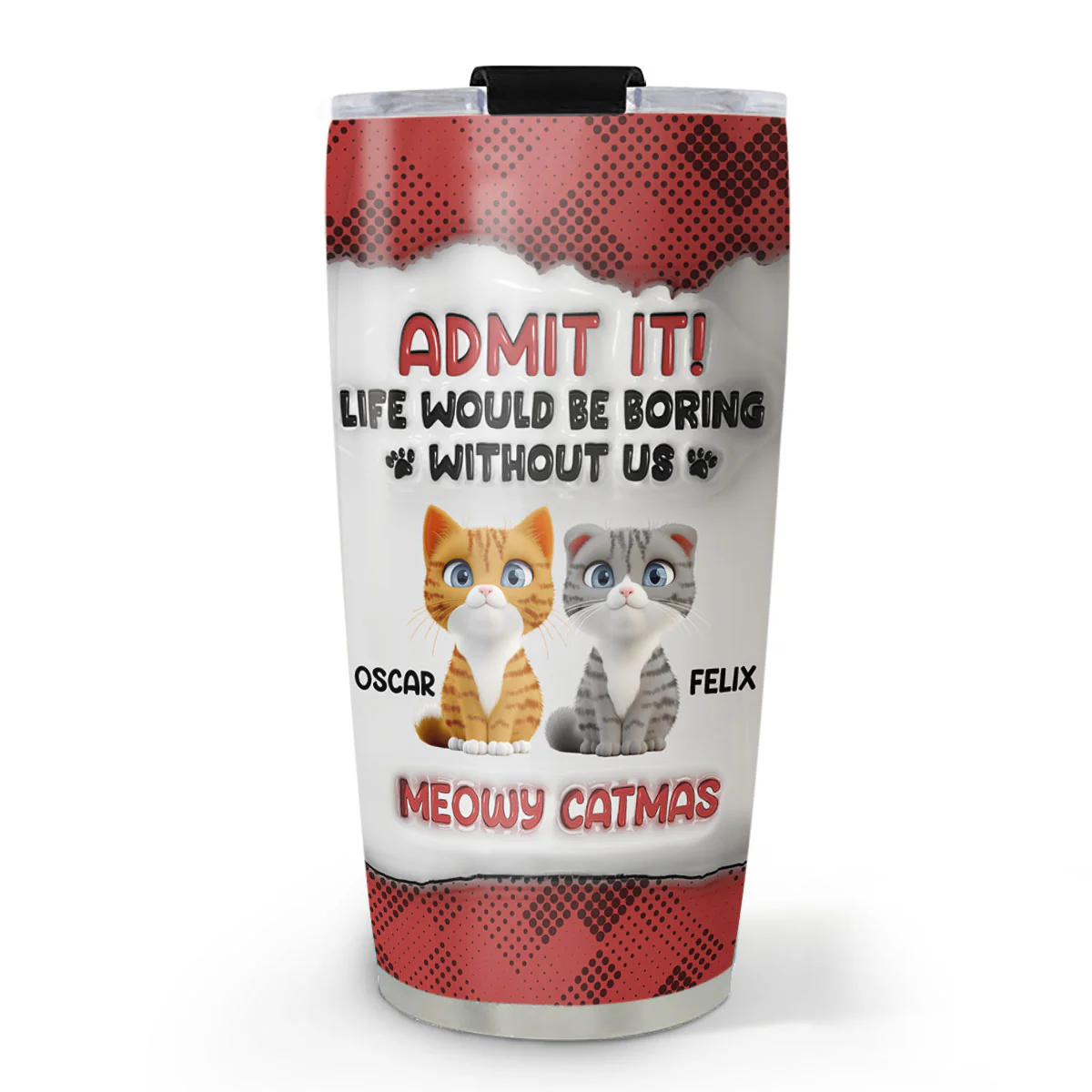 Catmas Dad Mom - Personalized Custom 3D Inflated Effect Tumbler