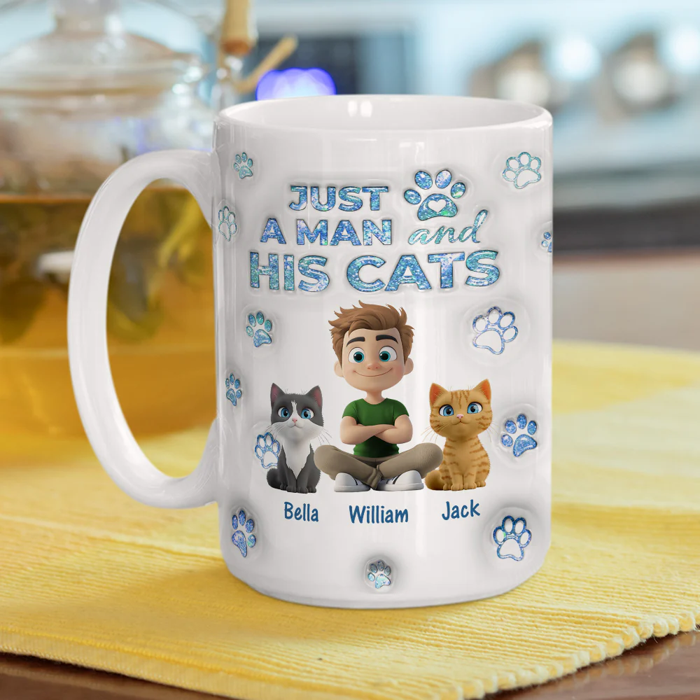 Cats Are The Miracle Dad Ver - Personalized Custom 3D Inflated Effect Mug - Image 3