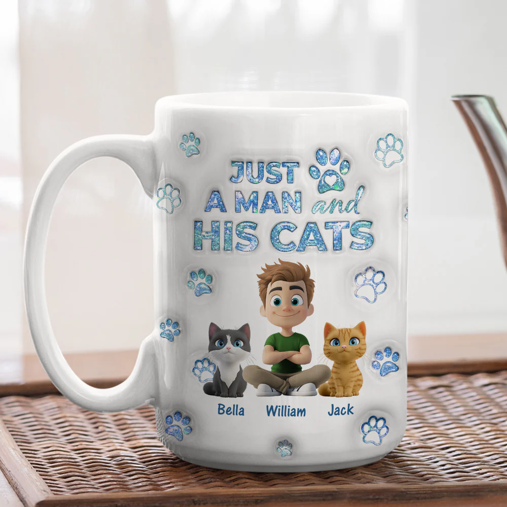Cats Are The Miracle Dad Ver - Personalized Custom 3D Inflated Effect Mug - Image 4