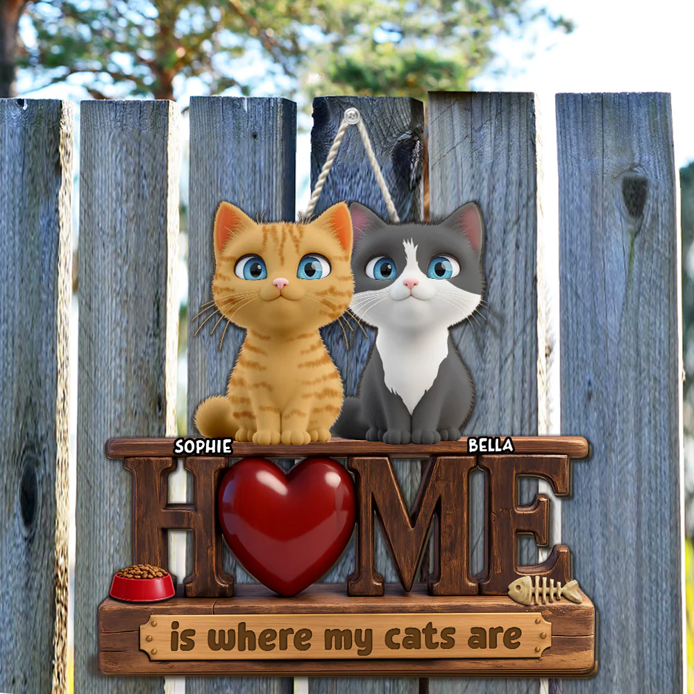 Cats Make It Home - Personalized Custom Wood Sign - Image 2