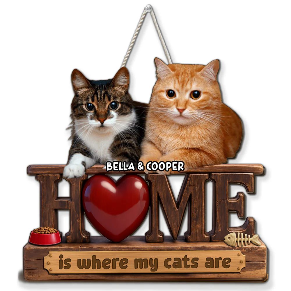 Cats Make It Home Photo - Personalized Custom Wood Sign