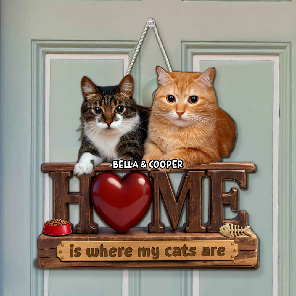 Cats Make It Home Photo - Personalized Custom Wood Sign - Image 2