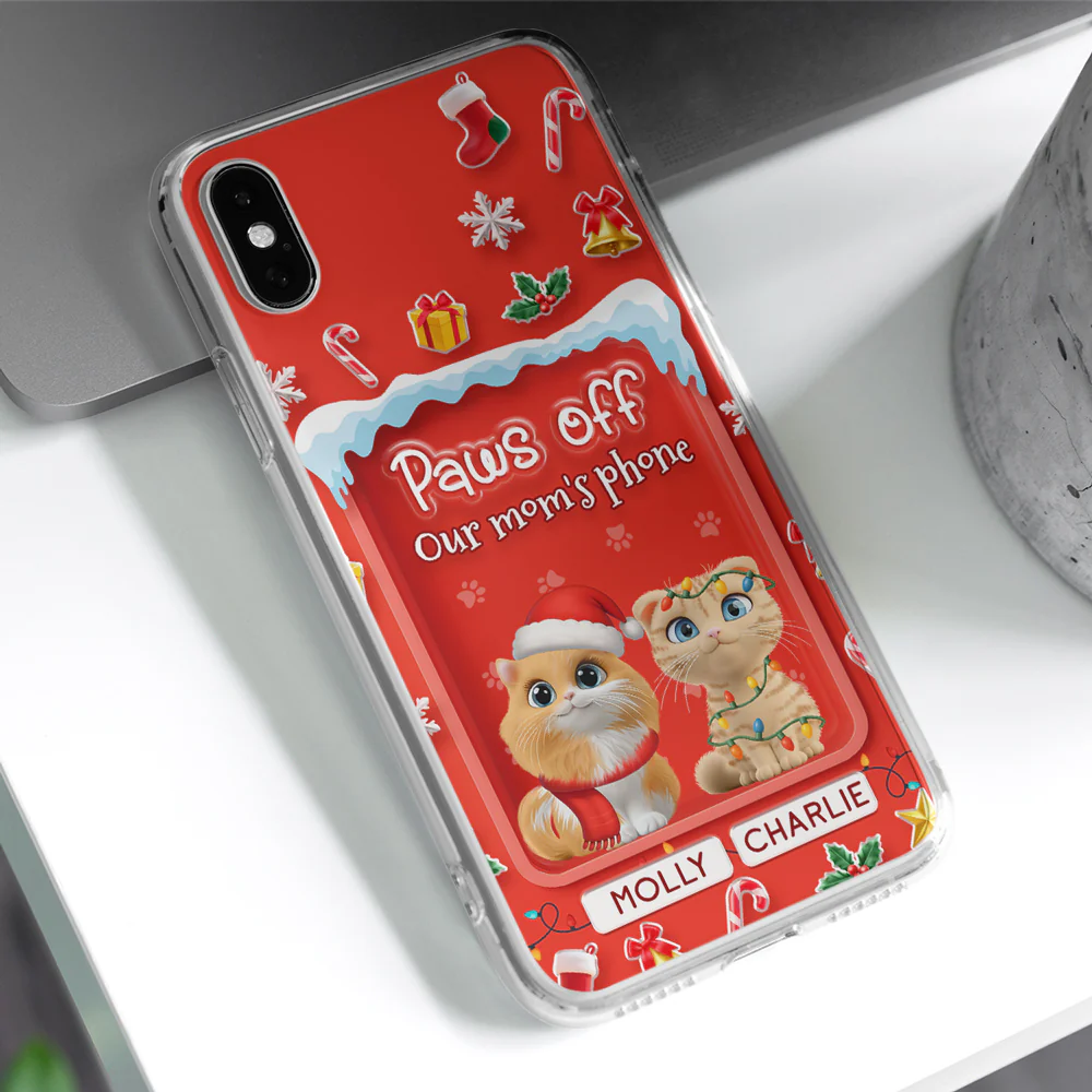 Cats Under The Mistletoe - Personalized Custom 3D Effect Phone Case - Image 4