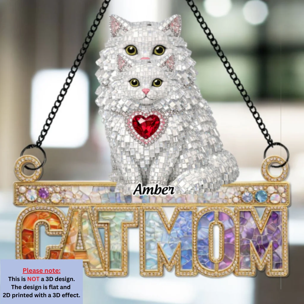 Charming Cat Mom Gemstone - Personalized Custom Suncatcher - Image 6