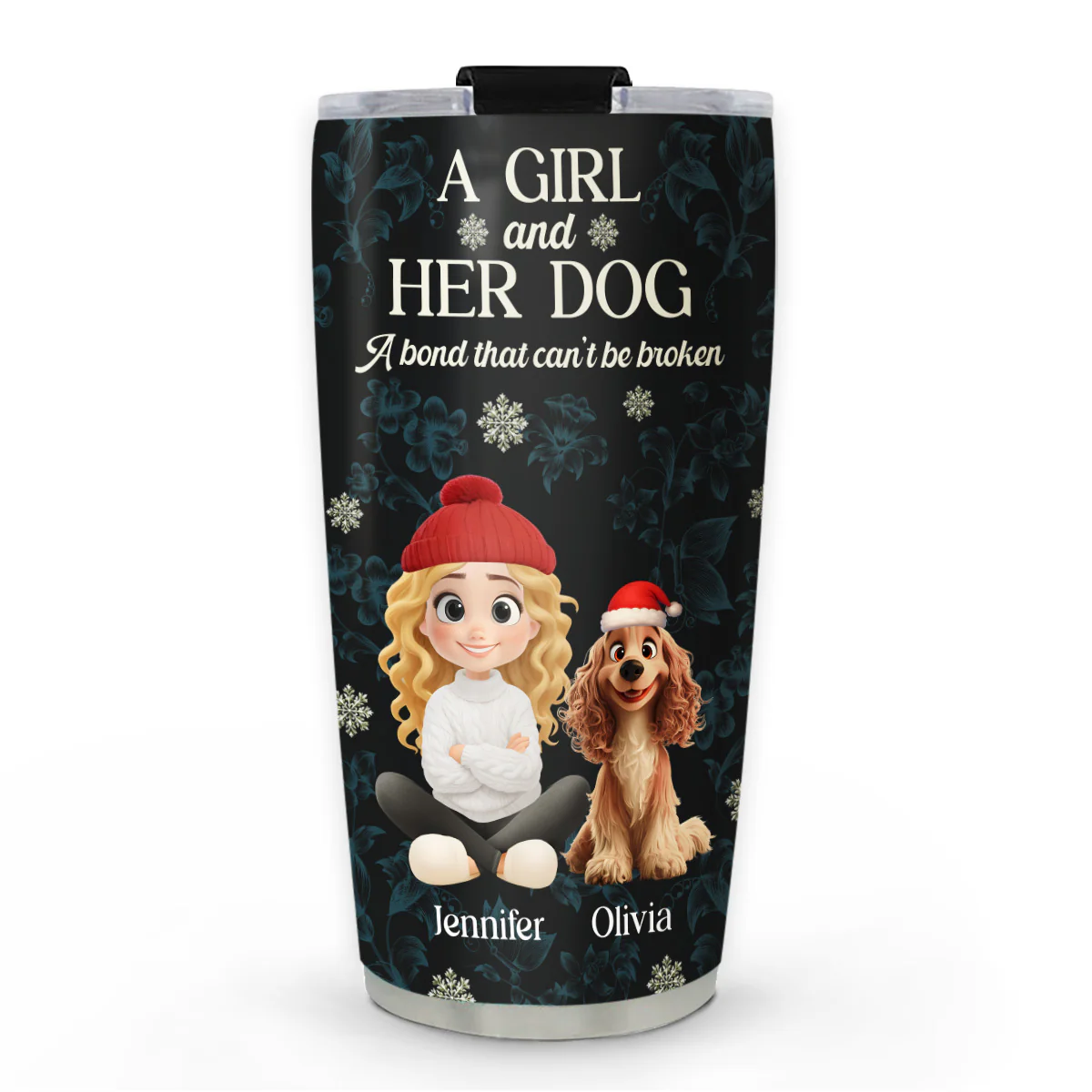 Charming Christmas Girl And Dogs - Personalized Custom Tumbler