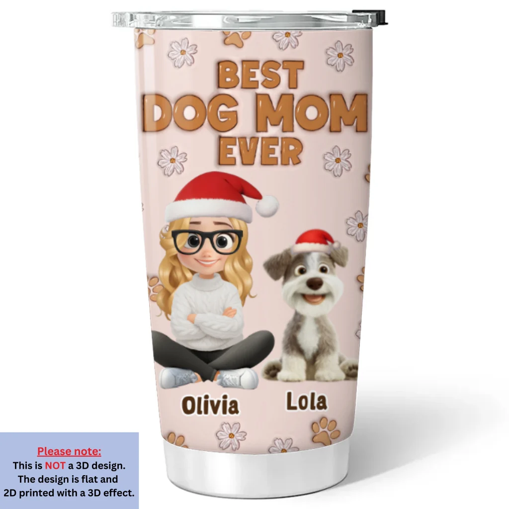 Charming Girl And Dogs - Personalized Custom 3D Inflated Effect Tumbler - Image 5