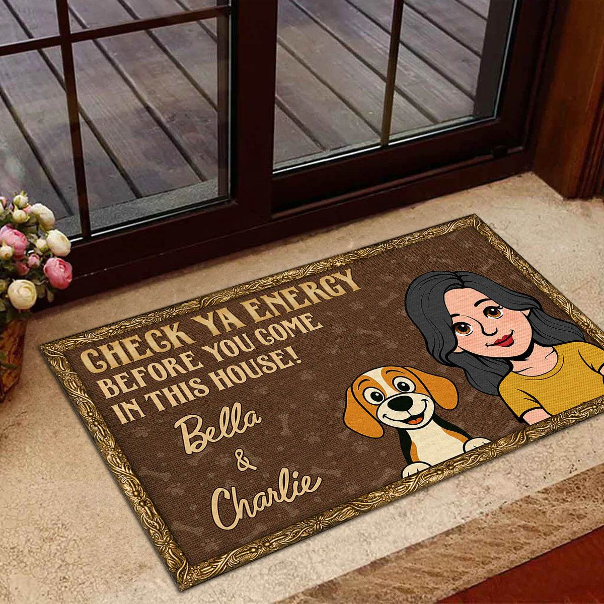 Check Ya Energy By Retro Dogs - Personalized Custom Doormat - Image 4