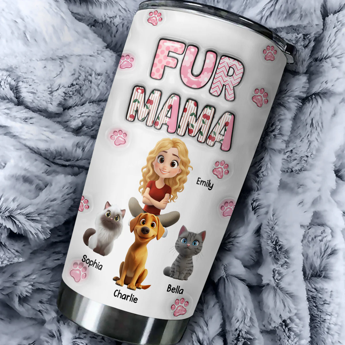 Cherry On Top Fur Version 2 - Personalized Custom 3D Inflated Effect Tumbler - Image 4