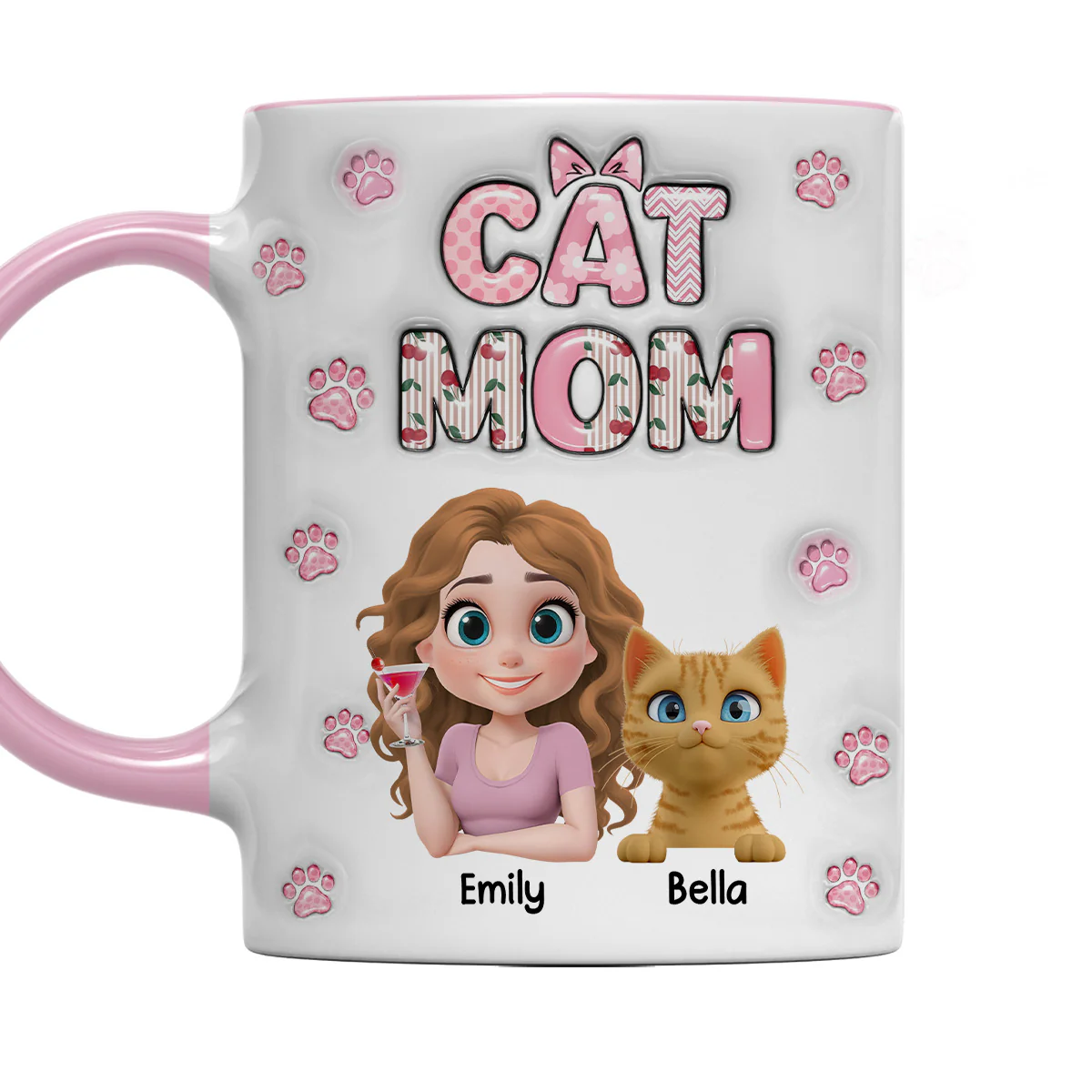 Cherry On Top Of Cats - Personalized Custom 3D Inflated Effect Accent Mug
