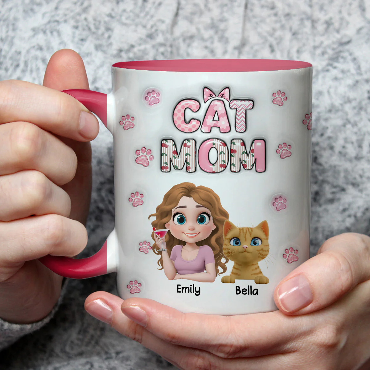 Cherry On Top Of Cats - Personalized Custom 3D Inflated Effect Accent Mug - Image 3