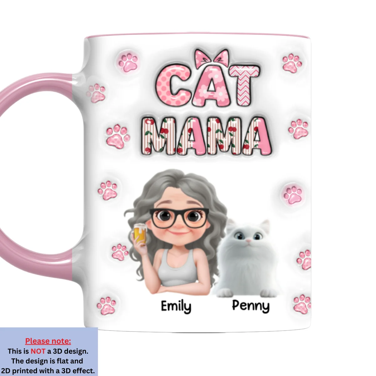 Cherry On Top Of Cats - Personalized Custom 3D Inflated Effect Accent Mug - Image 8