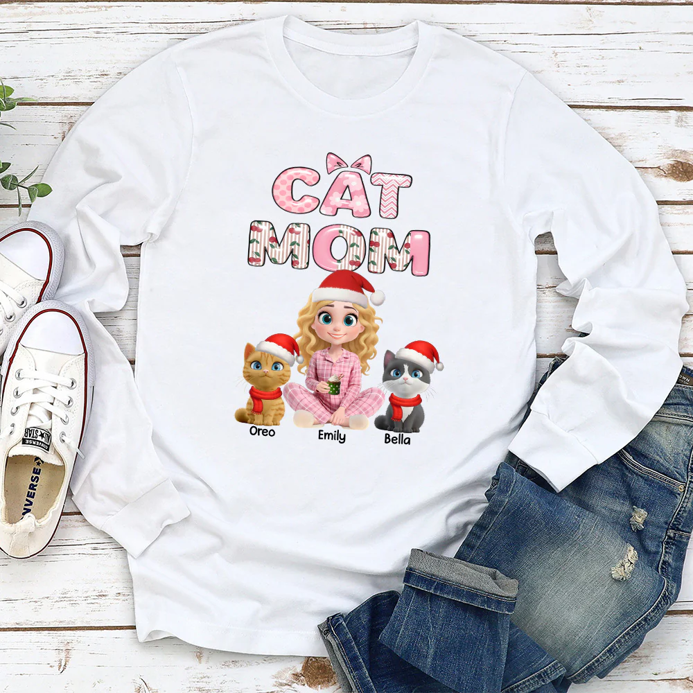 Cherry On Top Of Cats - Personalized Custom Long Sleeve T-shirt - Image 2