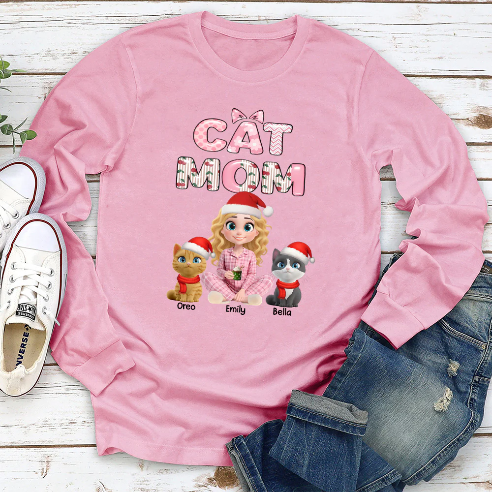 Cherry On Top Of Cats - Personalized Custom Long Sleeve T-shirt - Image 3