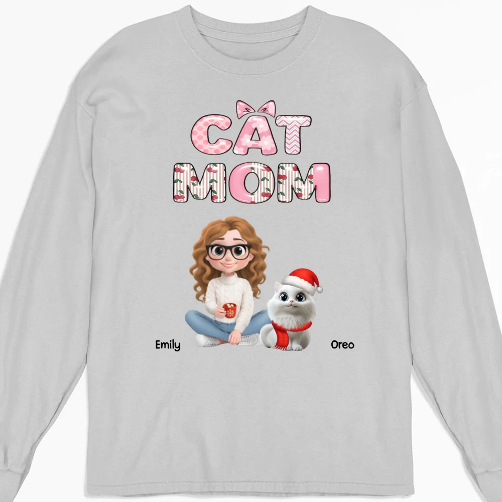 Cherry On Top Of Cats - Personalized Custom Long Sleeve T-shirt - Image 4