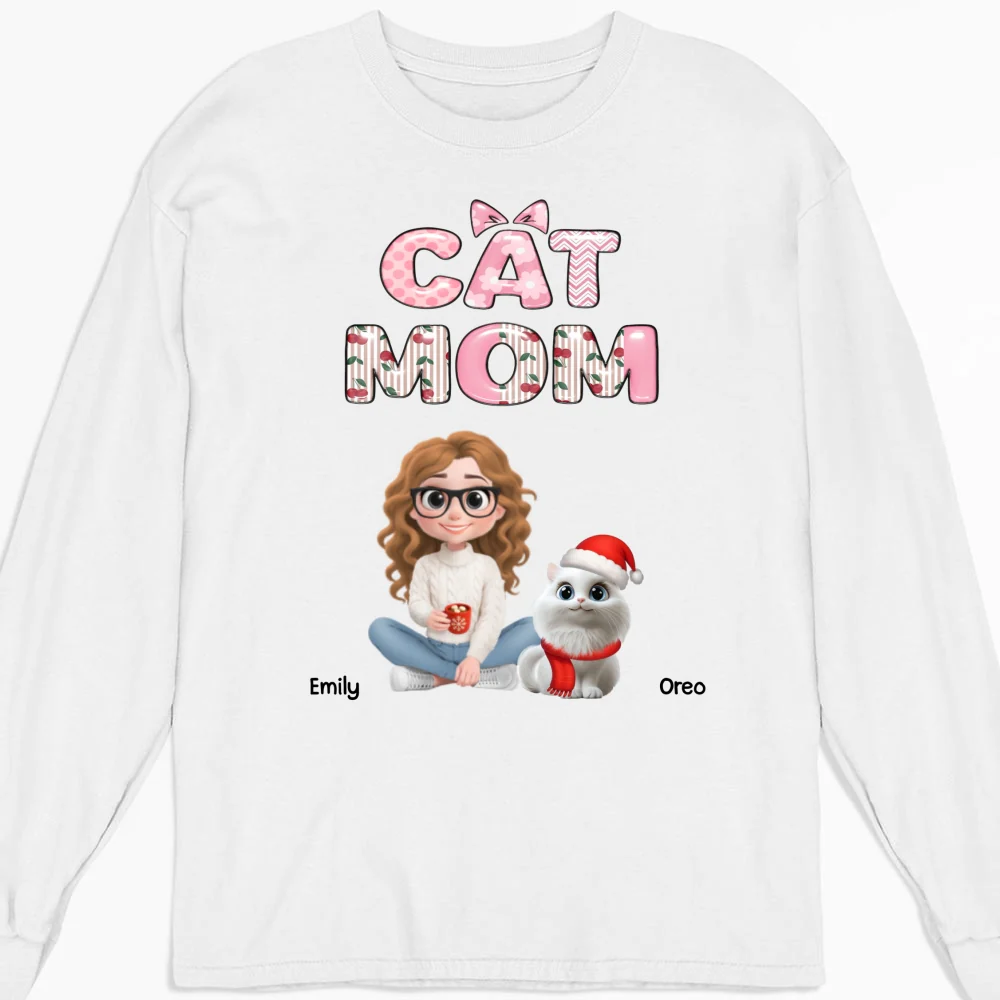 Cherry On Top Of Cats - Personalized Custom Long Sleeve T-shirt - Image 5