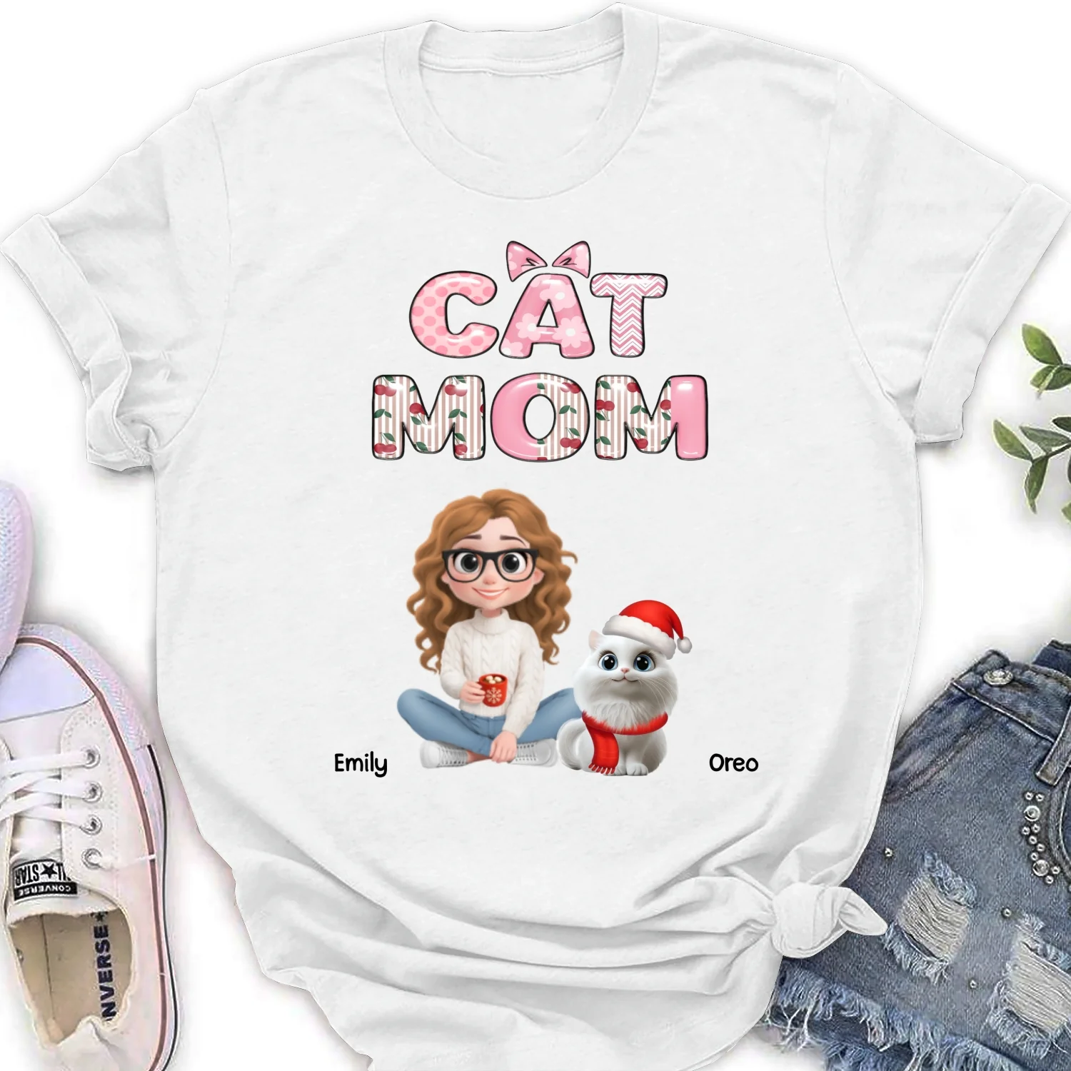 Cherry On Top Of Cats - Personalized Custom Women's T-shirt - Image 4