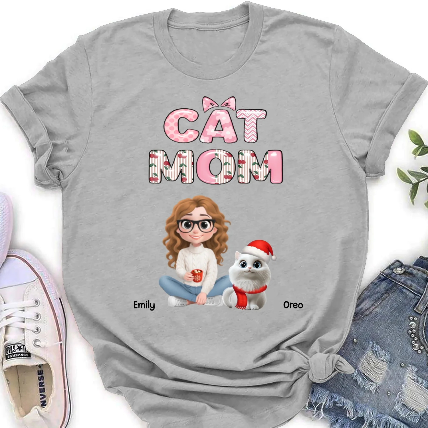 Cherry On Top Of Cats - Personalized Custom Women's T-shirt - Image 5