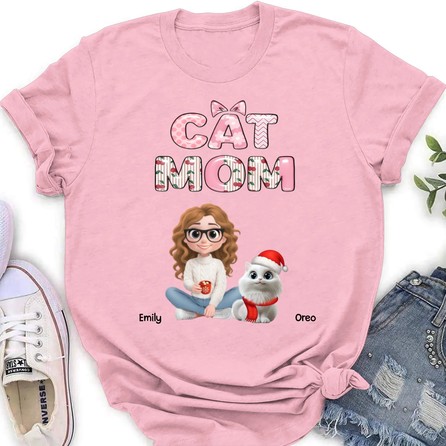 Cherry On Top Of Cats - Personalized Custom Women's T-shirt - Image 6
