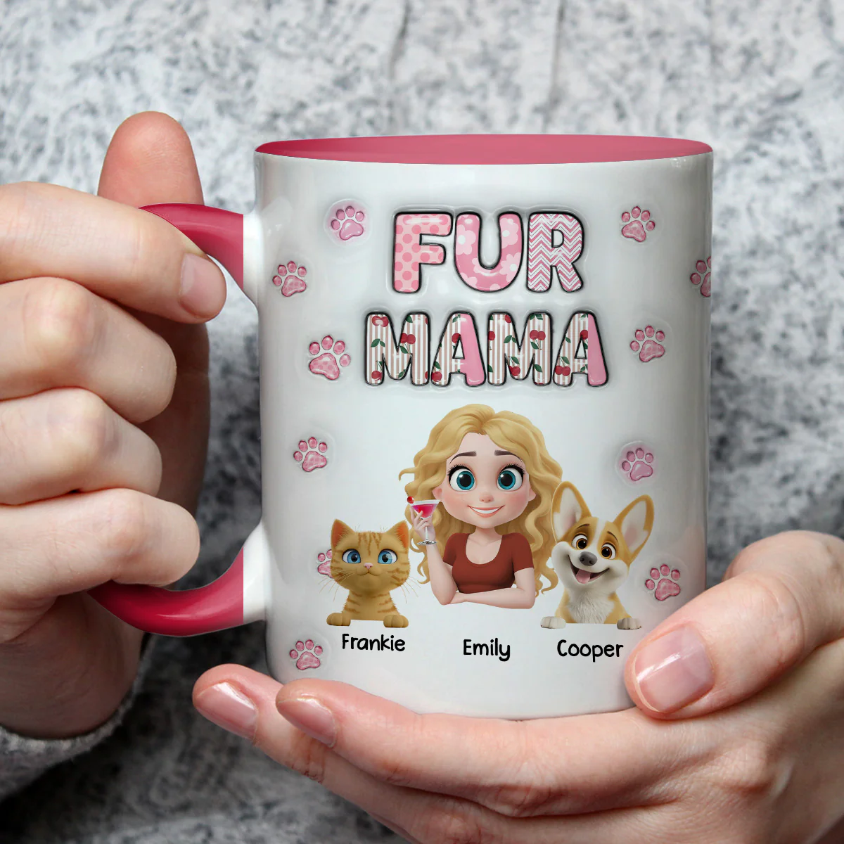 Cherry On Top Of Us - Personalized Custom 3D Inflated Effect Accent Mug - Image 10
