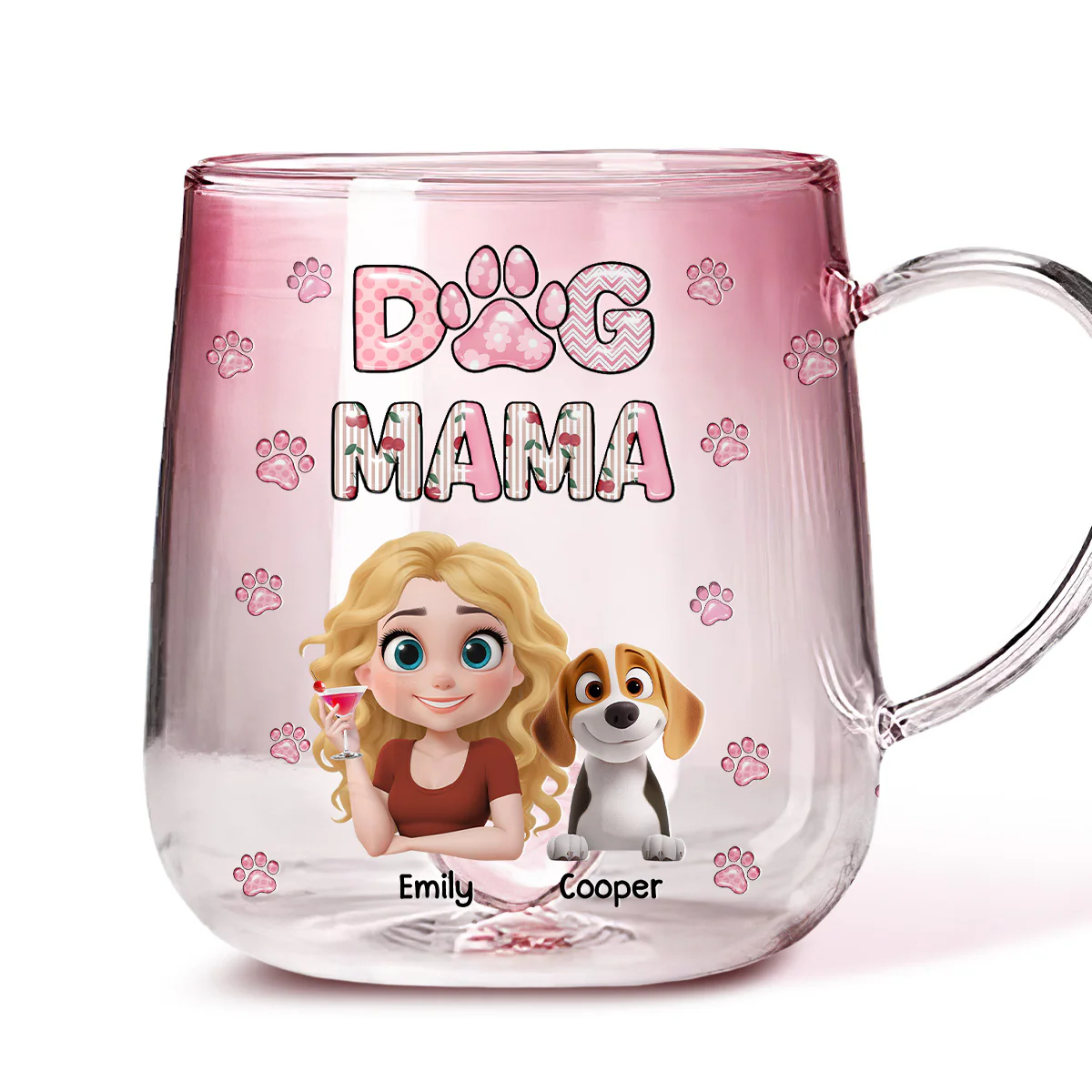 Cherry On Top - Personalized Custom Pink Gradient Glass Mug