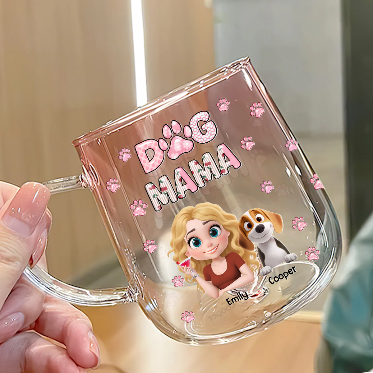 Cherry On Top - Personalized Custom Pink Gradient Glass Mug - Image 4