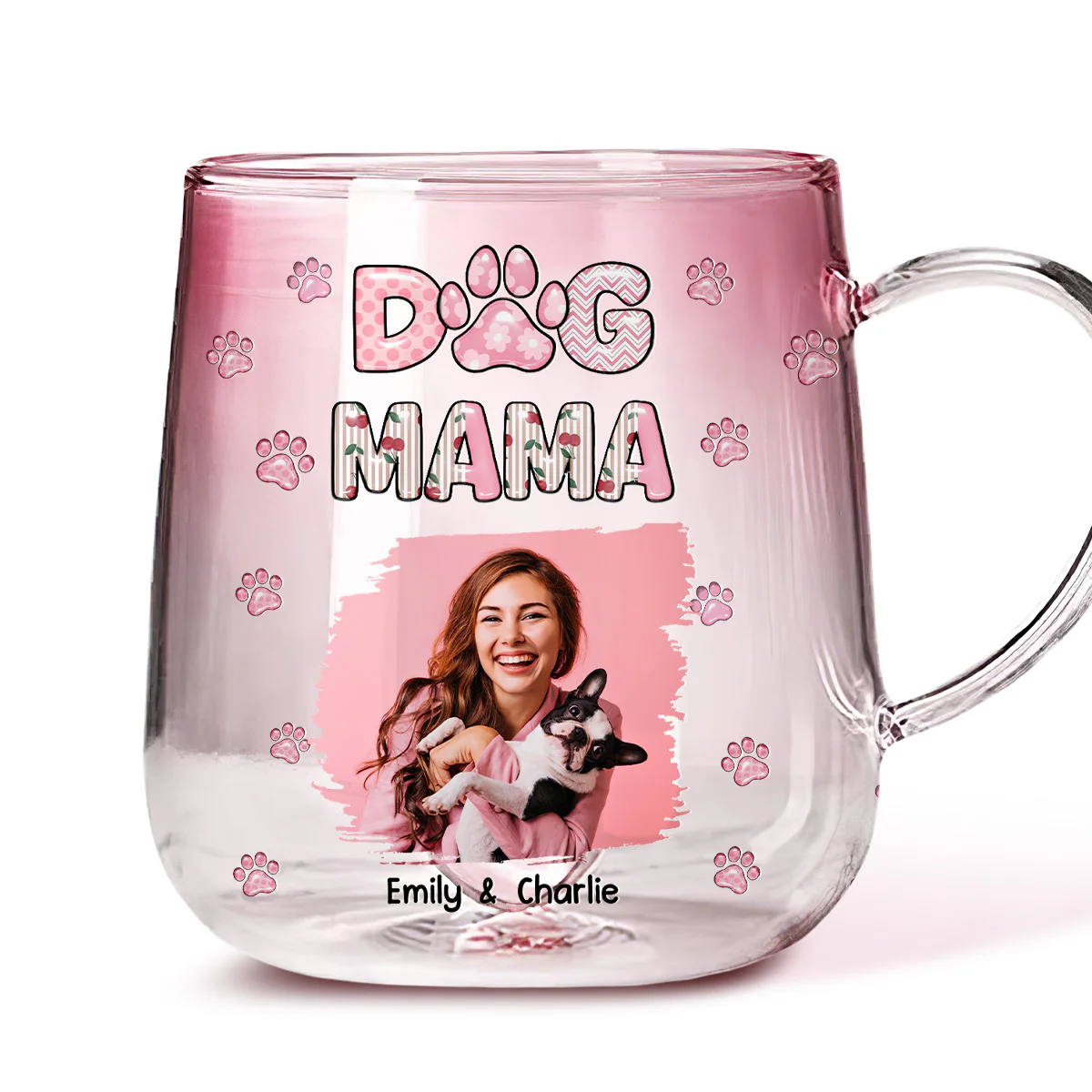 Cherry On Top Photo - Personalized Custom Pink Gradient Glass Mug
