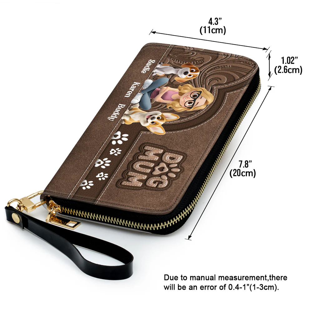 Chibi Cartoon Dog Mom - Personalized Custom Leather Wallet - Image 5
