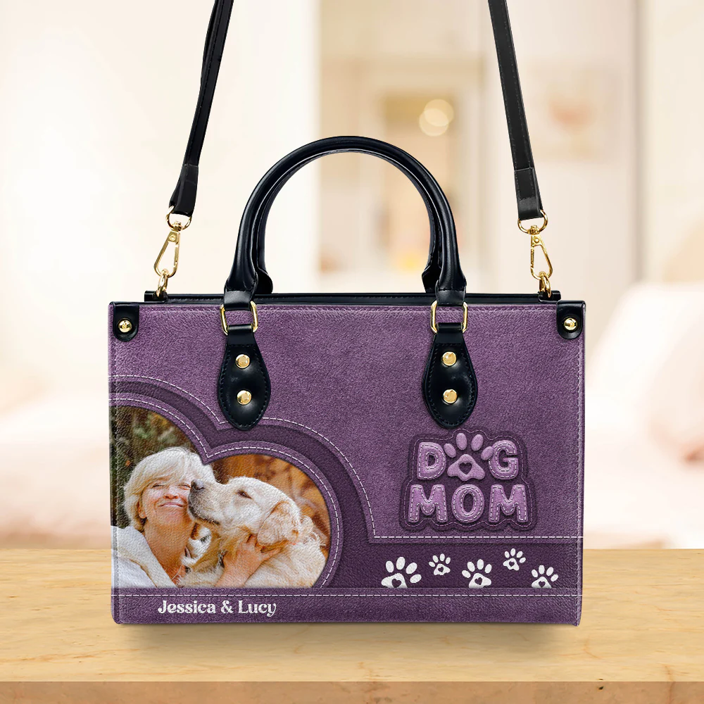 Chibi Cartoon Dog Mom Ver Photo - Personalized Custom Leather Bag - Image 2