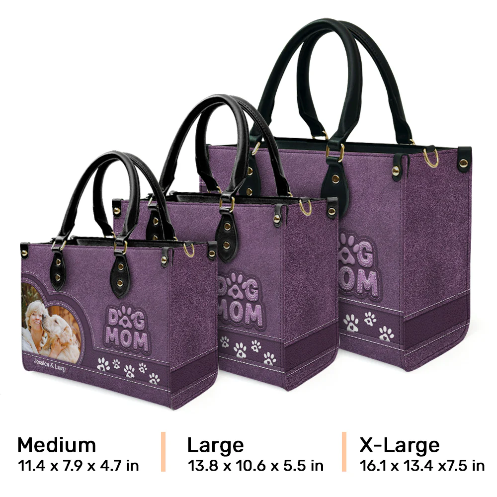 Chibi Cartoon Dog Mom Ver Photo - Personalized Custom Leather Bag - Image 3