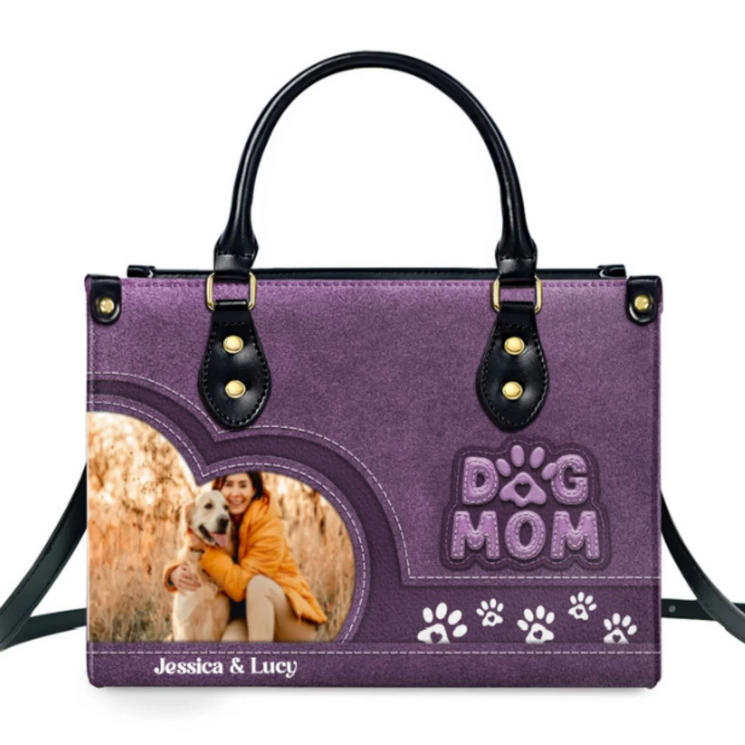 Chibi Cartoon Dog Mom Ver Photo - Personalized Custom Leather Bag - Image 7
