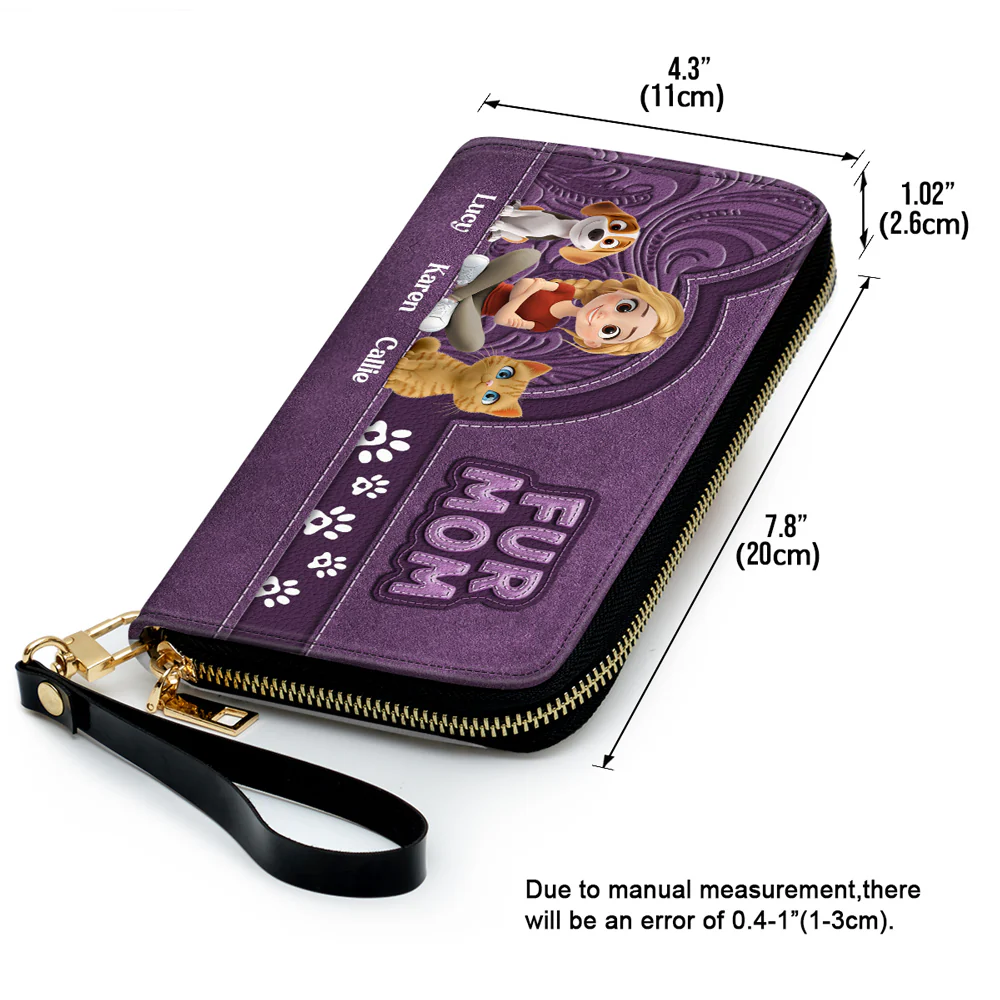 Chibi Cartoon Pet Mom - Personalized Custom Leather Wallet - Image 6