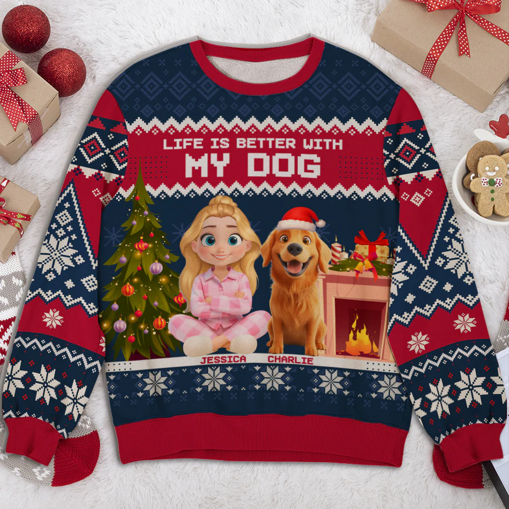 Chistmas Is Better With My Dogs - Personalized Custom All-Over-Print Sweatshirt