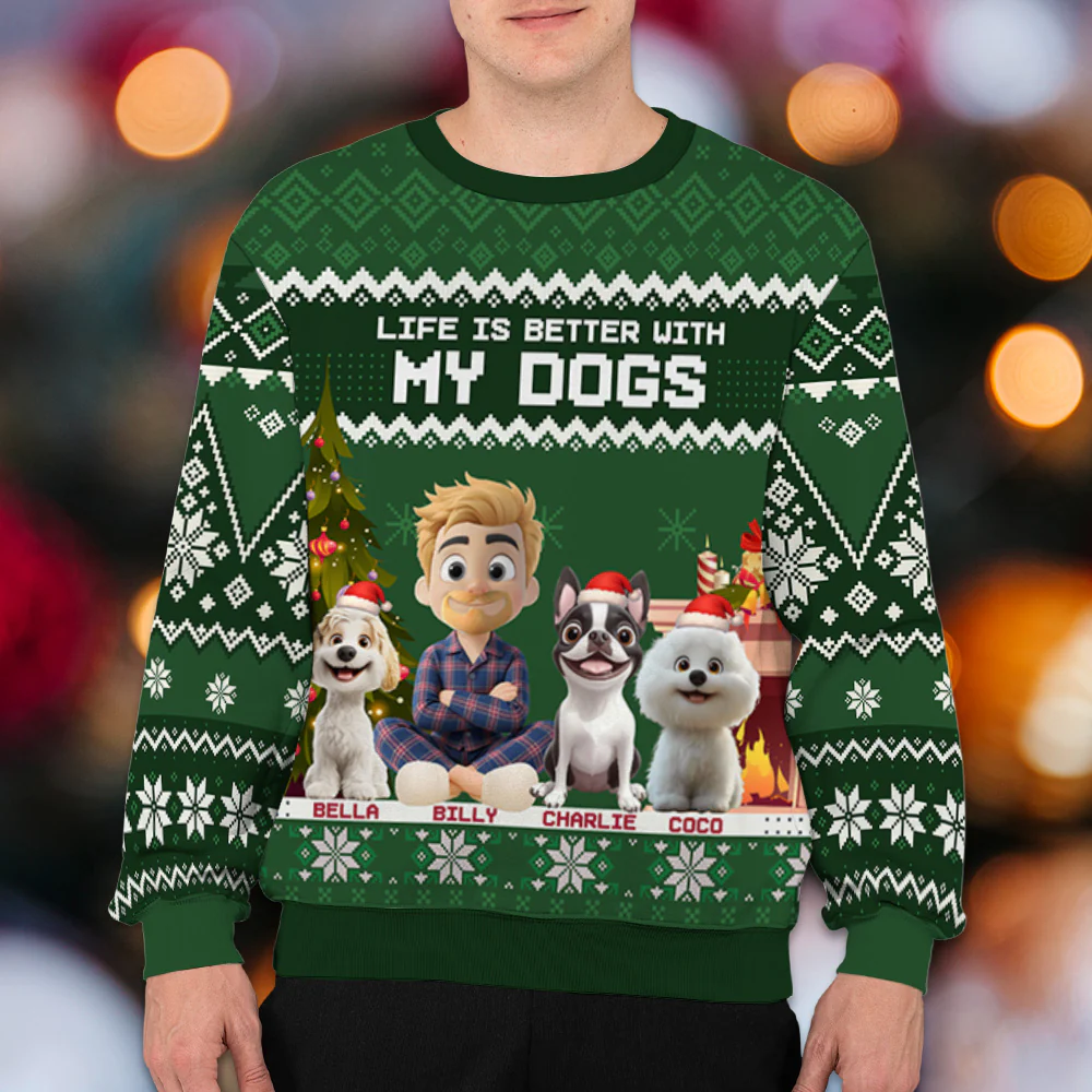 Chistmas Is Better With My Dogs - Personalized Custom All-Over-Print Sweatshirt - Image 6